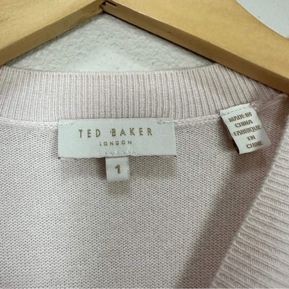 Ted Baker Tae Lace Shoulder Sweater Wool Cashmere Nude Pink Women’s Sz 4 US‎